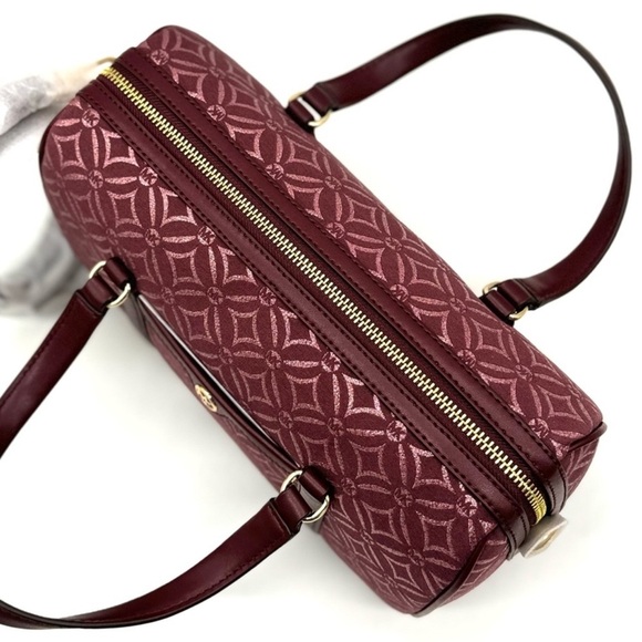Michael Kors Medium Travel Duffle Satchel Bag Ox Blood Multi - Picture 6 of 11